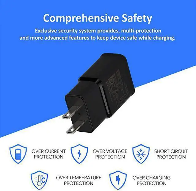 Alt view image 4 of 5 - Fast Charging Wall Charger and 5Feet USB Type C Cable Kit Bundle Compatible with Samsung Galaxy S20S10S10+S9S9+S8S8+ Note 8Note 9 Other Smartphones Black