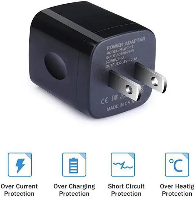Alt view image 3 of 7 - USB Wall Plug  21A Dual Port USB Power Block 5 Pack Portable Quick Charger Cubes Compatible iPhone 76 plus8x Samsung Galaxy S9S10eS9S8 PlusS6 LG G8G7V35V40 ThinQ Moto G7 plus