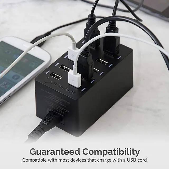 Alt view image 5 of 7 - 60 Watt 12 Amp 10Port UL Certified FamilySized Desktop USB Rapid Charger Smart USB Ports with Auto Detect Technology Black AXTPCS