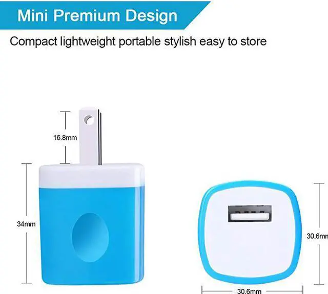 Alt view image 4 of 7 - Wall Adapter Charger Cubes 5Pack 1A Travel Single Port Wall Charger Plug Charging Block Box Compatible iPhone XXR88 Plus76S Plus Samsung Galaxy S10e S10 S9 S8 PlusS7Note 1098 LG G8 G7