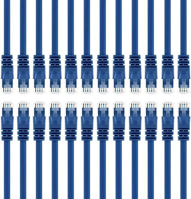 Main image of 24Pack Cat5e Ethernet Patch Cable 6 Feet Snagless RJ45 Computer LAN Network Cord Blue Compatible with 24 48 Port Switch POE Rackmount 24port Gigabit