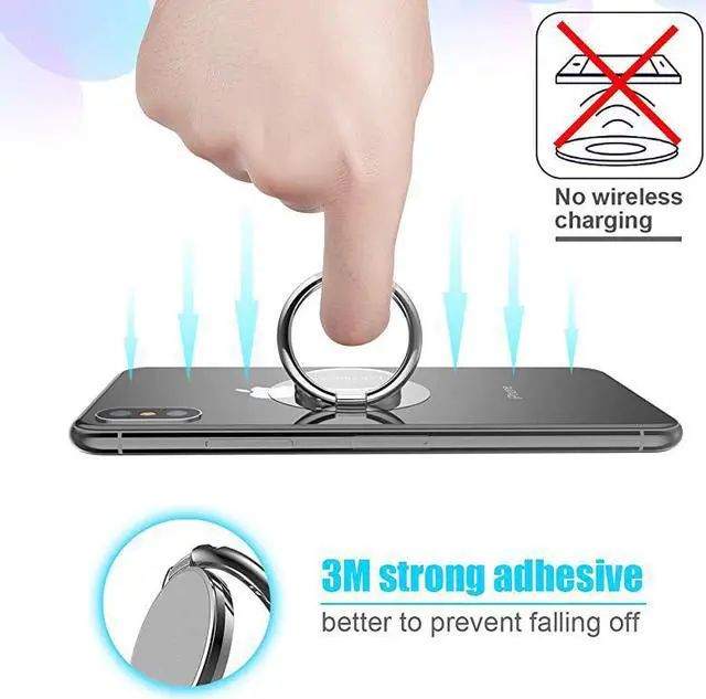 Alt view image 4 of 7 - Cell Phone Ring Holder Finger Stand  Phone Kickstand Metal Grip Hook Work with Magnetic Car Mount Compatible with Phone 12 Mini 11 Pro Xs Max XR X 8 7 6 6s Plus Smartphone Accessories S