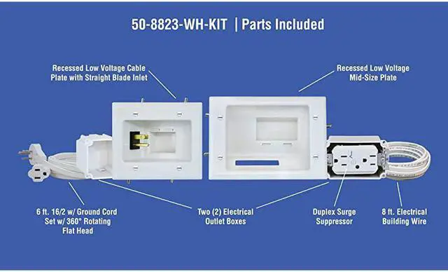 Alt view image 2 of 7 - Electronics 508823WHKIT Flat Panel TV Cable Organizer Kit with Duplex Surge Power Solution