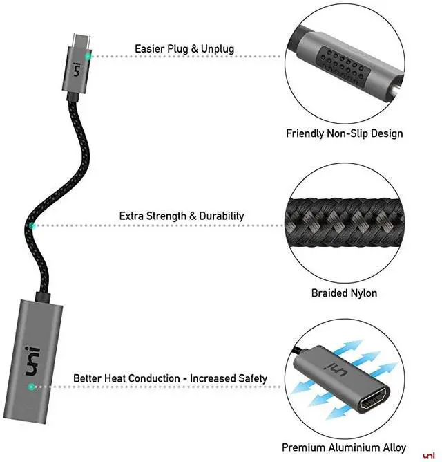 Alt view image 7 of 7 - USB C to HDMI Adapter 4K60Hz  USB Type C to HDMI Adapter Thunderbolt 3 Compatible for MacBook Pro 201920182017 MacBook AiriPad Pro 20192018 Samsung S10 Surface Book 2 and More Gray