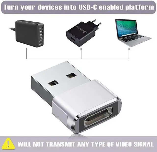 Alt view image 2 of 7 - USB C Female to USB Male Adapter Upgraded Version 2Pack  Type C to USB A Adapter Compatible with Laptops Power Banks Chargers and More Devices with Standard USB A Ports Silver
