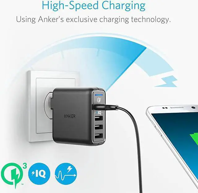 Alt view image 2 of 7 - Quick Charge 30 435W 4Port USB Wall Charger PowerPort Speed 4 for Galaxy S7S6edgeedge+ Note 45 LG G4G5 HTC One M8M9A9 Nexus 6 with PowerIQ for iPhone 7 iPad and More