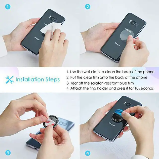 Alt view image 6 of 7 - Cell Phone Ring Holder Finger Stand  Phone Kickstand Metal Grip Hook Work with Magnetic Car Mount Compatible with Phone 12 Mini 11 Pro Xs Max XR X 8 7 6 6s Plus Smartphone Accessories BLK