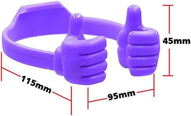 Alt view image 4 of 7 - Thumbs-up Cell Phone Stands, Tablet Display Stands, Cellphone Holder, Mobile Smartphone Mount Cradle for Desk Desktop – Universal Multi-Angle Cute, 2 Packs, Yellow, Blue
