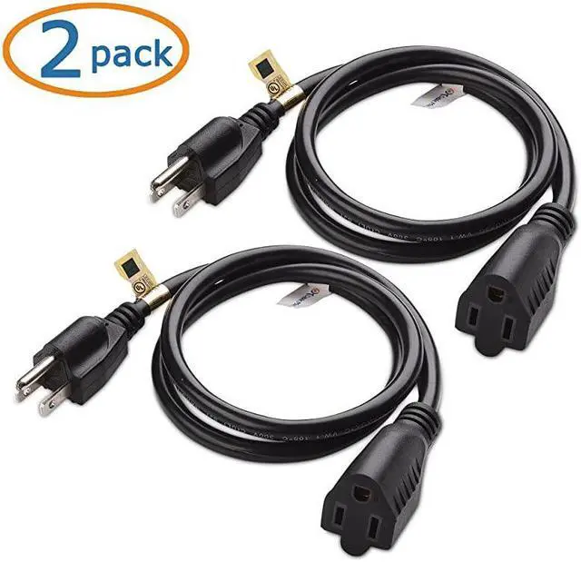 Alt view image 2 of 5 - 2Pack 16 AWG Heavy Duty AC Power Extension Cord Power Extension in 3 Feet NEMA 515P to NEMA 515R