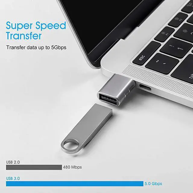 Alt view image 3 of 6 - USB C to USB Adapter 2 Pack Thunderbolt 3 to USB 30 Adapter Compatible with MacBook Pro 2019 and Before MacBook Air 20192018 Dell XPS and More Type C Devices Silver