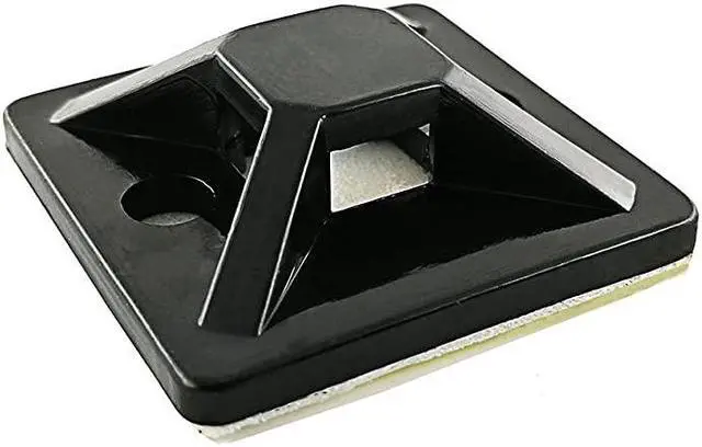 Alt view image 2 of 6 - Strong Cable Zip Tie Mounts with Screw Hole Zip Wire Tie Mounting Base (100 Pack) Self Adhesive Tie Mount Black,Zip Tie Mounting Squares 1x1 Inch
