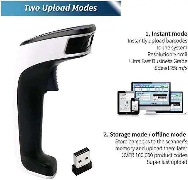 Alt view image 5 of 7 - Portable Wireless Bluetooth Barcode Scanner 3in1 Hand Scanners Cordless Rechargeable 1D and 2D Scan Gun for Inventory Management Wireless Handheld USB Bar CodeQR Code Reader