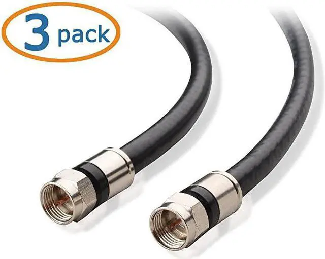 Alt view image 2 of 4 - 3Pack CL2 inWall Rated cm Quad Shielded Coaxial RG6 Coax in Black 6 Feet