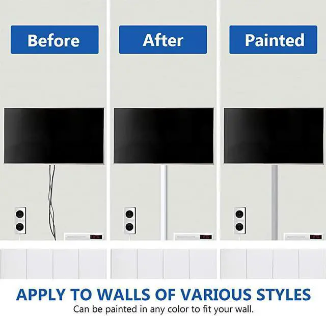 Alt view image 5 of 7 - Cover Raceway Kit 157in Cable Cover Channel Paintable Concealer System Cable Hider Wires Hiding Wall Mount TV Powers s in Home Office 10X L157in X W095in X 055in White