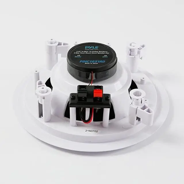 Alt view image 2 of 5 - Pair 525 Flush Mount inWall inCeiling 2Way Home Speaker System Spring Loaded Quick Connections Dual Polyprone Cone Polymer Tweeter Stereo Sound 150 Watts PDIC1651RD