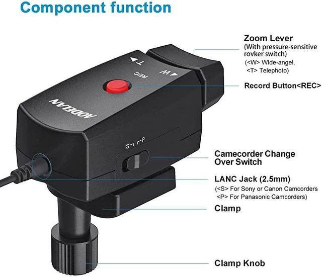 Alt view image 6 of 7 - Lanc Camcorder Zoom Controller Video Camera Zoom and Video Recording Remote Control with 25mm Jack Cable for Sony 190P 150P 198P VX2000E Canon Panasonic Camera