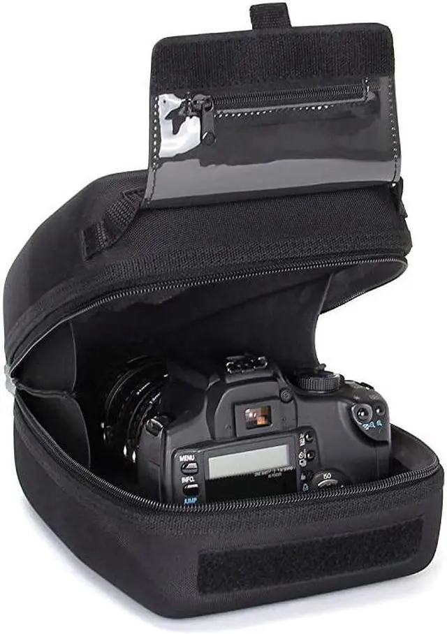 Main image of Hard Shell DSLR Camera and Zoom Lens Case with Molded EVA Protection Quick Access Opening and Padded Interior Compatible with Nikon Canon Olympus Cameras with Popular 300mm Lenses