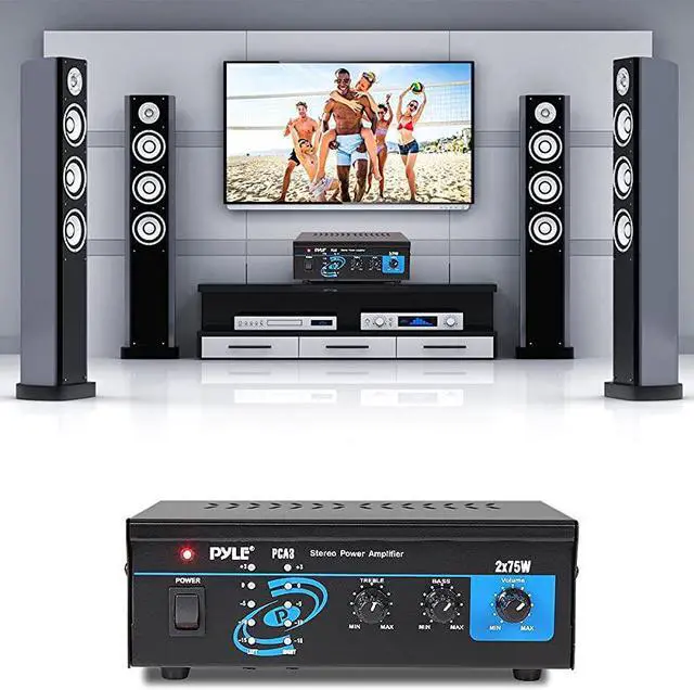 Alt view image 5 of 7 - Home Audio Power Amplifier System 2X75W Mini Dual Channel Sound Stereo Receiver Box w LED For Amplified Speakers CD Player Theater via 35mm RCA For Studio Home Use  PCA3