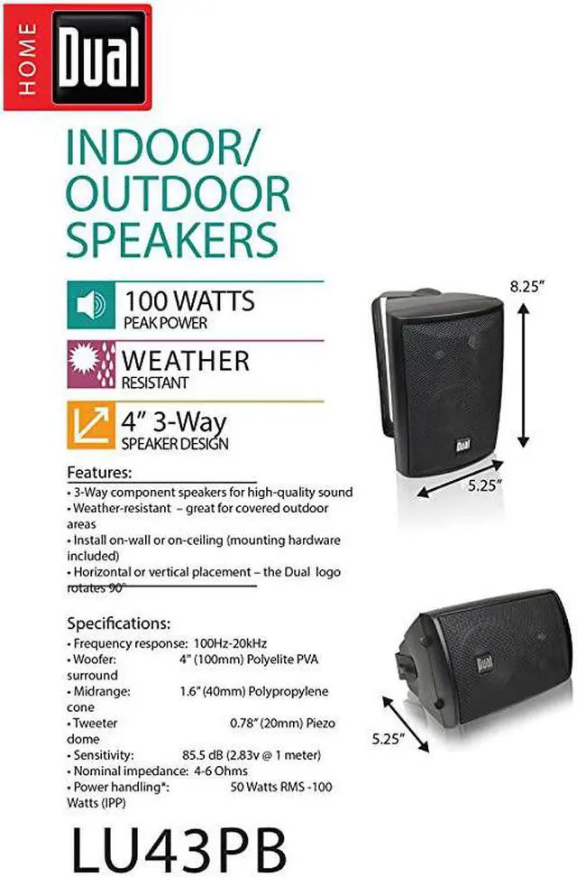Alt view image 3 of 6 - LU43PB 3-Way High Performance Outdoor Indoor Speakers with Powerful Bass | Effortless Mounting Swivel Brackets | All Weather Resistance | Expansive Stereo Sound Coverage | Sold in Pairs