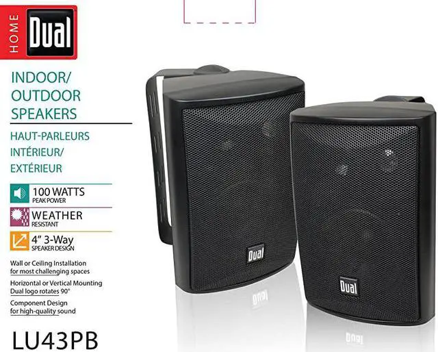 Main image of LU43PB 3-Way High Performance Outdoor Indoor Speakers with Powerful Bass | Effortless Mounting Swivel Brackets | All Weather Resistance | Expansive Stereo Sound Coverage | Sold in Pairs