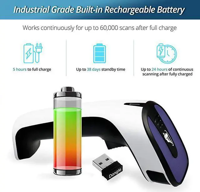 Alt view image 3 of 7 - Portable Wireless Bluetooth Barcode Scanner 3in1 Hand Scanners Cordless Rechargeable 1D and 2D Scan Gun for Inventory Management Wireless Handheld USB Bar CodeQR Code Reader