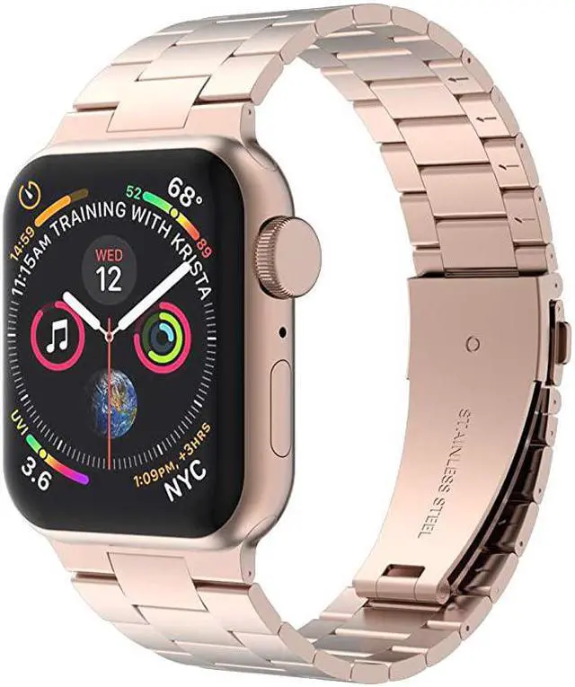 Alt view image 4 of 7 - Compatible with Rose Gold Apple Watch Band 40mm 38mm Upgraded Version Solid Slim Metal iWatch Strap for Apple Watch Series 543 Rose Gold Women