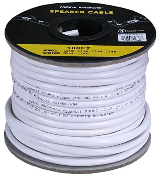 Alt view image 2 of 2 - Access Series 12 Gauge AWG CL2 Rated 2 Conductor Speaker WireCable 100ft Fire Safety in Wall Rated Jacketed in White PVC Material 999 OxygenFree Pure Bare Copper