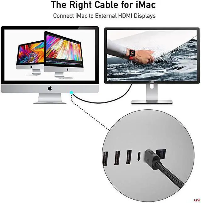 Alt view image 3 of 7 - USB C to HDMI Cable for Home Office | 3ft 4K60Hz  USB TypeC to HDMI Braided Cable Thunderbolt 3 Compatible for MacBook Pro 20202019 MacBook AiriPad Pro 20202018 Samsung S20 and More