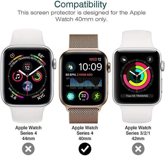 Alt view image 3 of 7 - Pack LϟK Screen Protector Compatible for Apple Watch Series 5 4 40mm Max Coverage BubbleFree Flexible TPU Clear Film with Circle Installation Tool