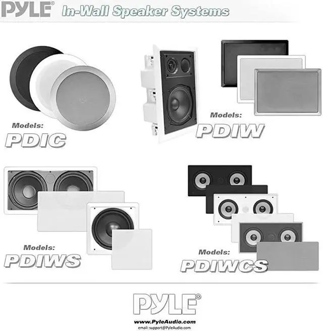 Alt view image 4 of 4 - Ceiling Wall Mount Enclosed Speaker - 300 Watt Stereo In-wall / In-ceiling Flush Mounted Sound Speaker System W/ Dual 5.25" Long Throw Woofers, 1" Tweeter, 8 Ohm Impedance -  PDIWCS56 (White)