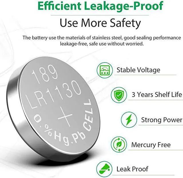 Alt view image 5 of 6 - 20 Pack LR1130 AG10 Battery 15V LongLasting Alkaline Button Cell Batteries