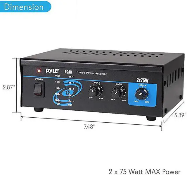 Alt view image 3 of 7 - Home Audio Power Amplifier System 2X75W Mini Dual Channel Sound Stereo Receiver Box w LED For Amplified Speakers CD Player Theater via 35mm RCA For Studio Home Use  PCA3