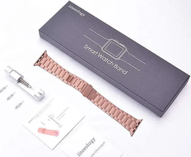 Alt view image 7 of 7 - Compatible with Rose Gold Apple Watch Band 40mm 38mm Upgraded Version Solid Slim Metal iWatch Strap for Apple Watch Series 543 Rose Gold Women