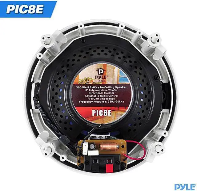 Alt view image 2 of 7 - 2Way InWall InCeiling Speaker System Dual 8 Inch 300W Pair of Ceiling Wall Flush Mount Speakers w 1 Silk Dome Tweeter Adjustable Treble Control For Home Theater Entertainment  PIC8E