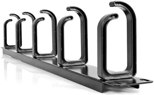 Alt view image 2 of 6 - com 19 Server Rack Cable Management Panel w DRing Hooks 1U Horizontal or Vertical Wire and Cord Manager Metal CABLMANAGER2
