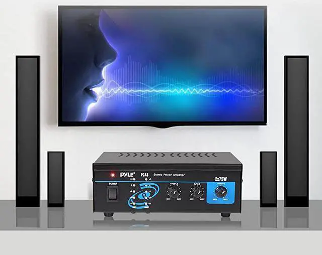 Alt view image 4 of 7 - Home Audio Power Amplifier System 2X75W Mini Dual Channel Sound Stereo Receiver Box w LED For Amplified Speakers CD Player Theater via 35mm RCA For Studio Home Use  PCA3