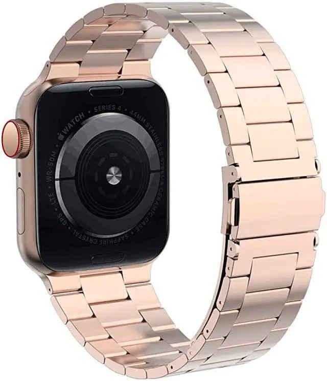 Alt view image 5 of 7 - Compatible with Rose Gold Apple Watch Band 40mm 38mm Upgraded Version Solid Slim Metal iWatch Strap for Apple Watch Series 543 Rose Gold Women