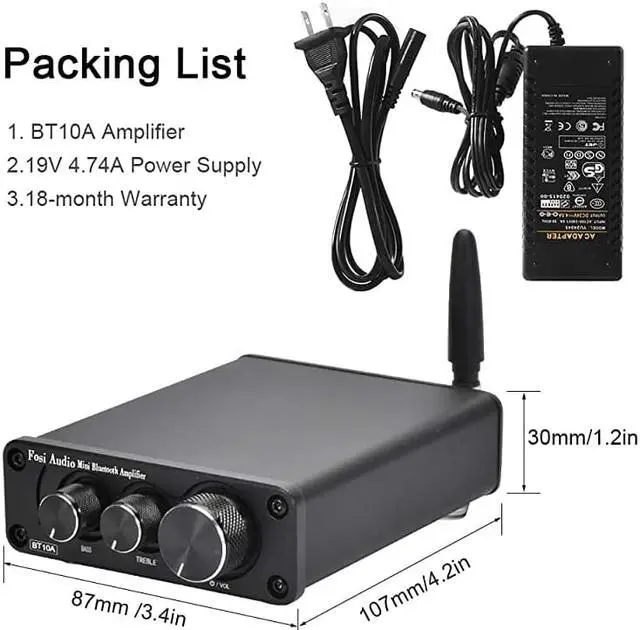 Alt view image 5 of 6 - Bluetooth 50 Stereo Audio Amplifier Receiver 2 Channel Class D Mini HiFi Integrated Amp for Home Speakers 50W x 2 TPA3116  BT10A