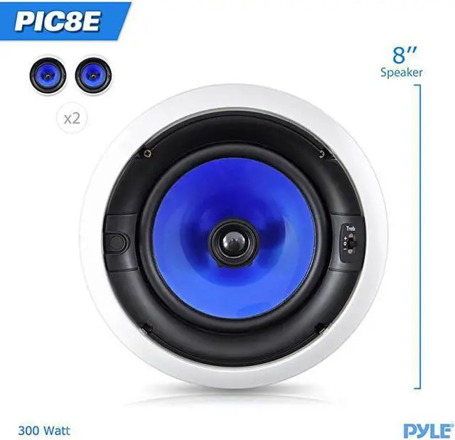 Alt view image 3 of 7 - 2Way InWall InCeiling Speaker System Dual 8 Inch 300W Pair of Ceiling Wall Flush Mount Speakers w 1 Silk Dome Tweeter Adjustable Treble Control For Home Theater Entertainment  PIC8E