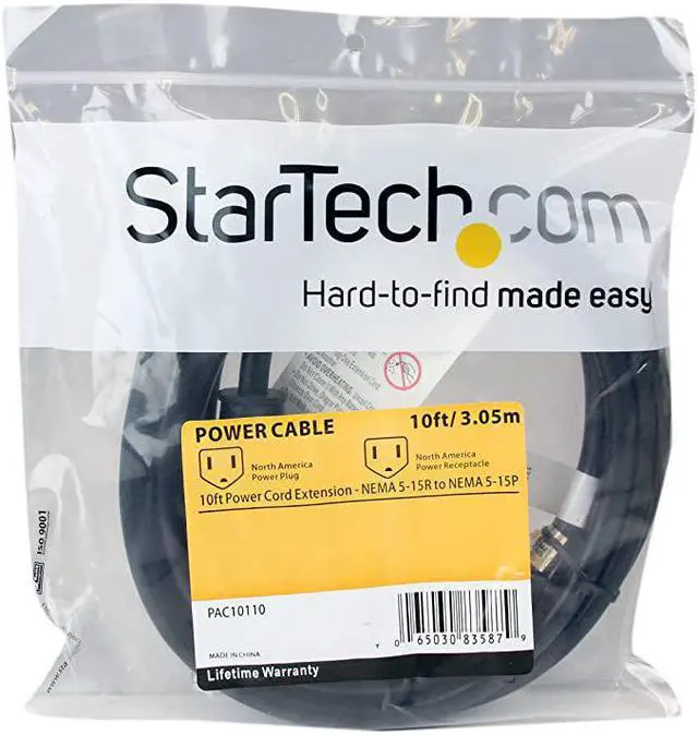 Alt view image 4 of 5 - com Power Extension Cord 10 ft Universal Three Prong 125V 13A Cable Black PAC10110
