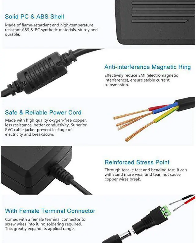 Alt view image 5 of 7 - DC 12V 5A Power Supply Adapter Converter Transformer AC 100240V input with 55x21mm DC Output Jack for 5050 3528 LED Strip Module Light