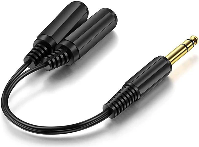 Alt view image 3 of 4 - 635mm Stereo PlugMale to Dual 635mm JackFemale Splitter Adapter Cable Converter 06 feet