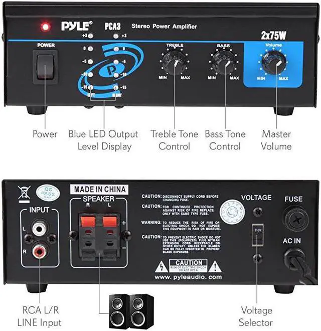 Alt view image 2 of 7 - Home Audio Power Amplifier System 2X75W Mini Dual Channel Sound Stereo Receiver Box w LED For Amplified Speakers CD Player Theater via 35mm RCA For Studio Home Use  PCA3