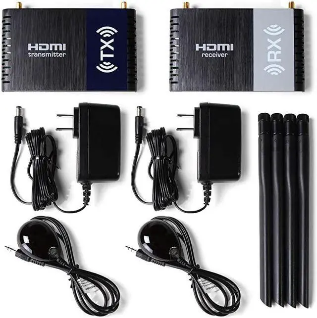 Alt view image 5 of 5 - Wireless HDMI Extender 1080P Full HD 330ft Long Range 5GHz Transmitter and Receiver with Integrated HDMI Splitter and IR PassBack