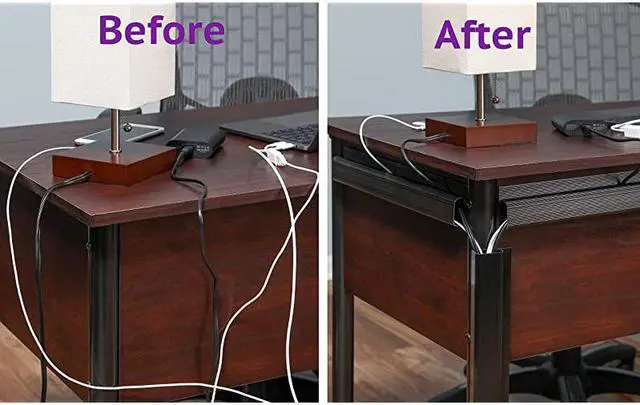 Alt view image 2 of 7 - J Channel Desk Cable Organizer by  10 Black Raceway Channels Cord Cover Management Kit for Desks Offices and Kitchens
