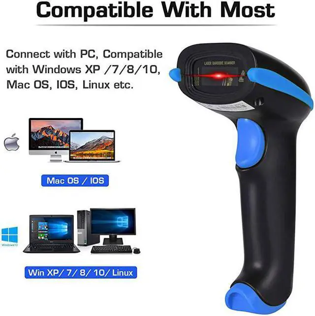 Alt view image 2 of 7 - Barcode Scanner Wireless 2in1 24Ghz Wireless+USB 20 Wired Handheld Bar Code Scanner Reader with USB Receiver for Store Supermarket Warehouse