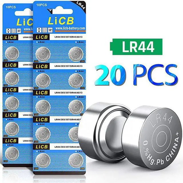 Main image of 20 Pack LR44 AG13 357 303 SR44 Battery 15V Button Coin Cell Batteries