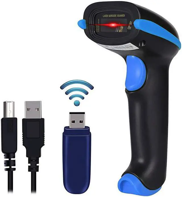 Main image of Barcode Scanner Wireless 2in1 24Ghz Wireless+USB 20 Wired Handheld Bar Code Scanner Reader with USB Receiver for Store Supermarket Warehouse