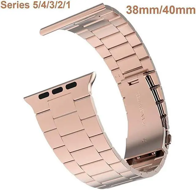 Alt view image 2 of 7 - Compatible with Rose Gold Apple Watch Band 40mm 38mm Upgraded Version Solid Slim Metal iWatch Strap for Apple Watch Series 543 Rose Gold Women