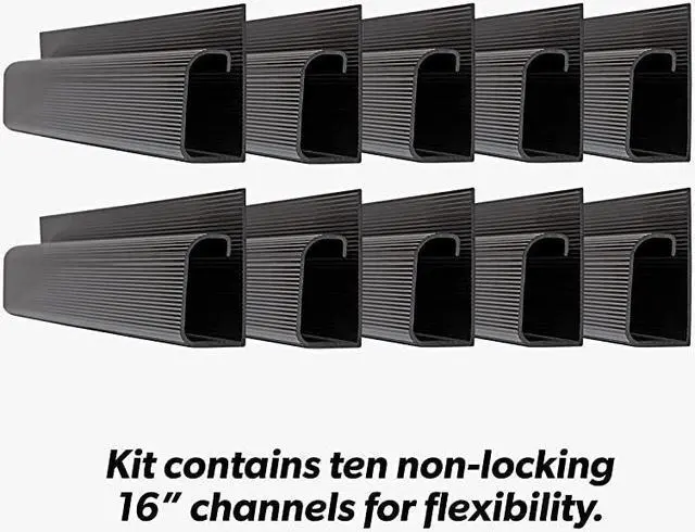 Alt view image 5 of 7 - J Channel Desk Cable Organizer by  10 Black Raceway Channels Cord Cover Management Kit for Desks Offices and Kitchens